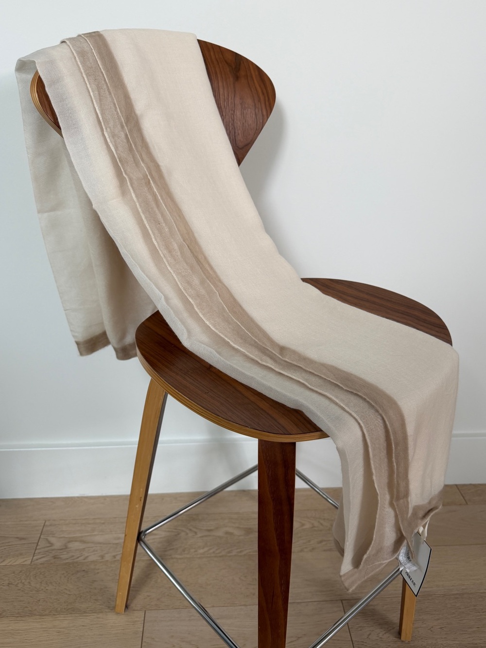 ZARA HOME Throw Blanket 100% Cashmere Lightweight Wool Trim Minimalist Coastal